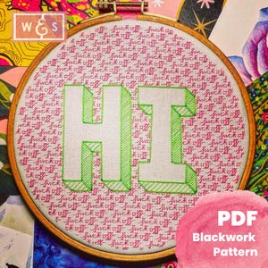 Warm Welcome - A modern (very sweary) blackwork embroidery pattern