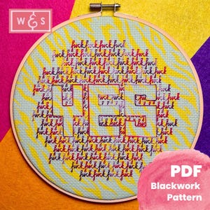 Effing About - A modern (very sweary) blackwork embroidery pattern