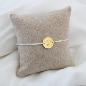 Bracelet personnalisé médaille dorée à graver cordon cadeau fête des mères, cadeau personnalisé, bracelet cordon, bracelet femme image 3