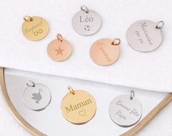 Médaille à graver en acier inoxydable doré ou argenté ∙ cadeau personnalisé, bijoux femme, cadeau pour elle