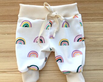 Organic Baby and Kids Pump Pants, Summer Kids Harem Shorts, Baby Jogger Shorts, Organic Kids Rainbow Shorts, Toddler Rainbow Shorts, Rainbow