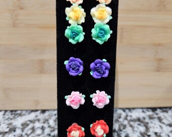 Polymer Clay Rose Stud Earrings (Limited Edition!)