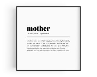 Mutter | Quadratische Drucke | Inspirierende Mutterkunst | Mama Inspiration Zitate | Muttertagsgeschenk | Mutter Definition Zeichen