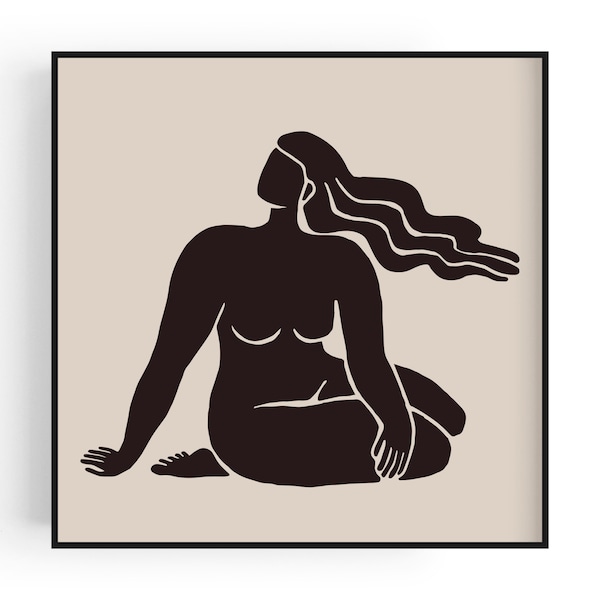 Nude figure art | Square Prints | Vintage-inspired art | Tribal art print | Indie art print | Eclectic decor | Boho bedroom | Modern boho