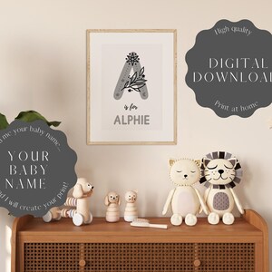 Arte personalizado de nombre de bebé, Arte de guardería Boho, Póster personalizado de nombre de bebé, Dormitorio para niños, Celestial, Luna y Estrellas A5 A4 A3 DESCARGA DIGITAL