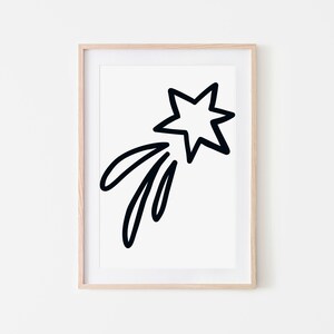 Shooting star nursery print, Celestial theme kids bedroom wall art, Boho Moon and Stars wall art, A5 A4 A3 DIGITAL DOWNLOAD
