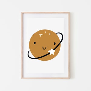 Smiling Moon nursery print, Celestial theme kids bedroom wall art, Boho Moon and Stars wall art, A5 A4 A3 DIGITAL DOWNLOAD