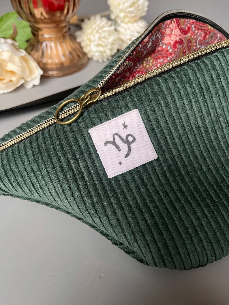 Sac banane personnalisé signe du zodiaque velours côtelé vert image 3