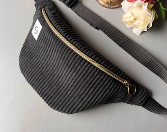 Sac Banane Zodiaque Personnalisé - Velours Côtelé Noir