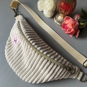 Personalized Fanny Pack Zodiac Sign - Cream Wide Cord
