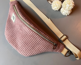 Personalisierte Bauchtasche mit Sternzeichen Rosa Cord