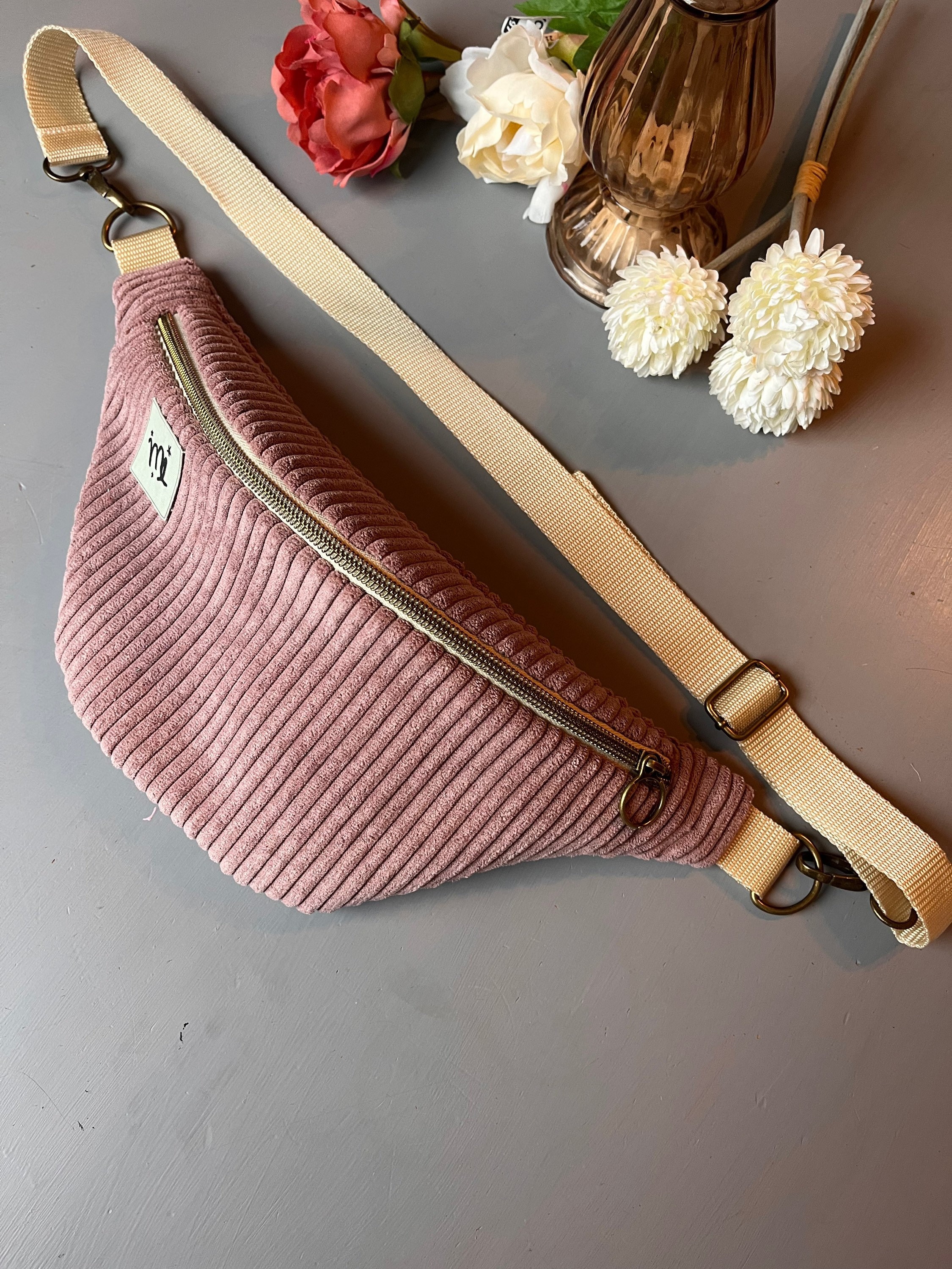 Personalized fanny pack with zodiac sign pink cord