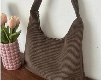 Hobo Bag - Cord Braun / Slouchy Bag
