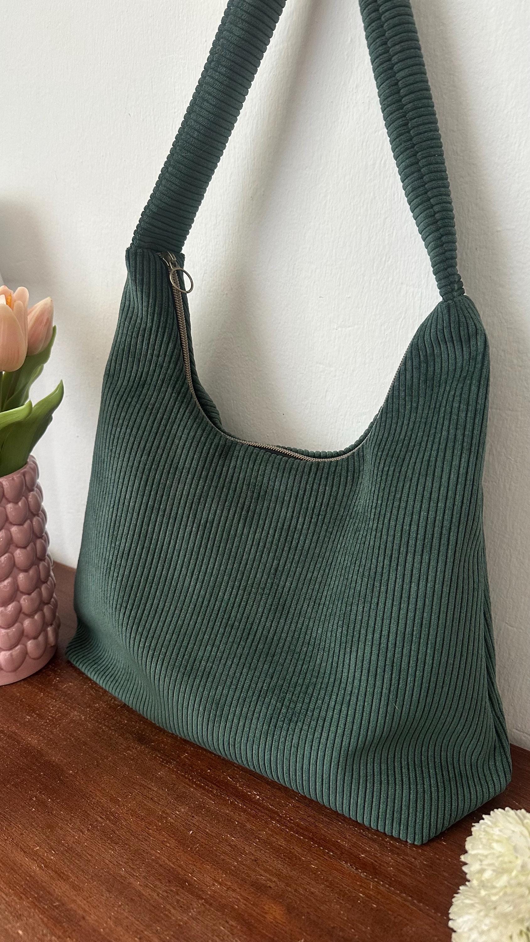 Borsa in Velluto a Coste con Motivo Fragole, Borsa da Spiaggia alla