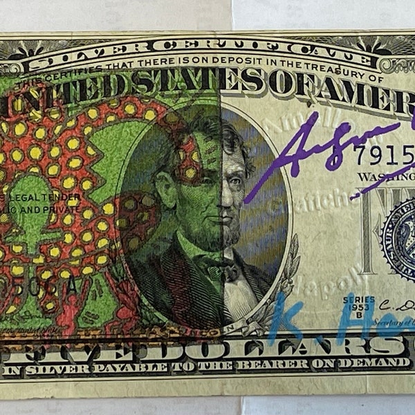 Keith Haring - Andy Warhol Dollar signed from Lucio Amelio collection