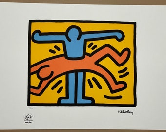 KEITH HARING - signed Lithograph - Contemporary Art, certificate (COA), Limited Edition, 70 x 50 cm Wallart.