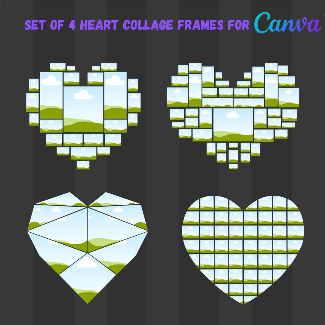 Heart Photo Collage Canva Frames , Editable in Canva , Banner Templates ...