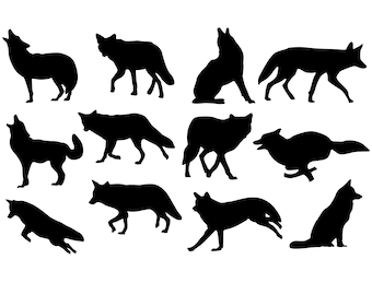 Coyote Svg - Coyote Silhouette - Coyote svg bundle -Coyote svg design- Coyote Cut File - Coyote Clipart - svg - eps - dxf - png - jpg