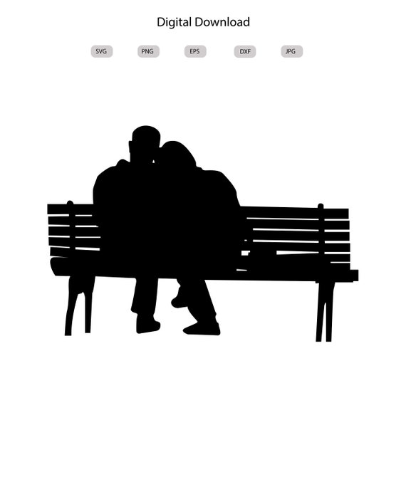 Silhouette Couple Sitting On Bench