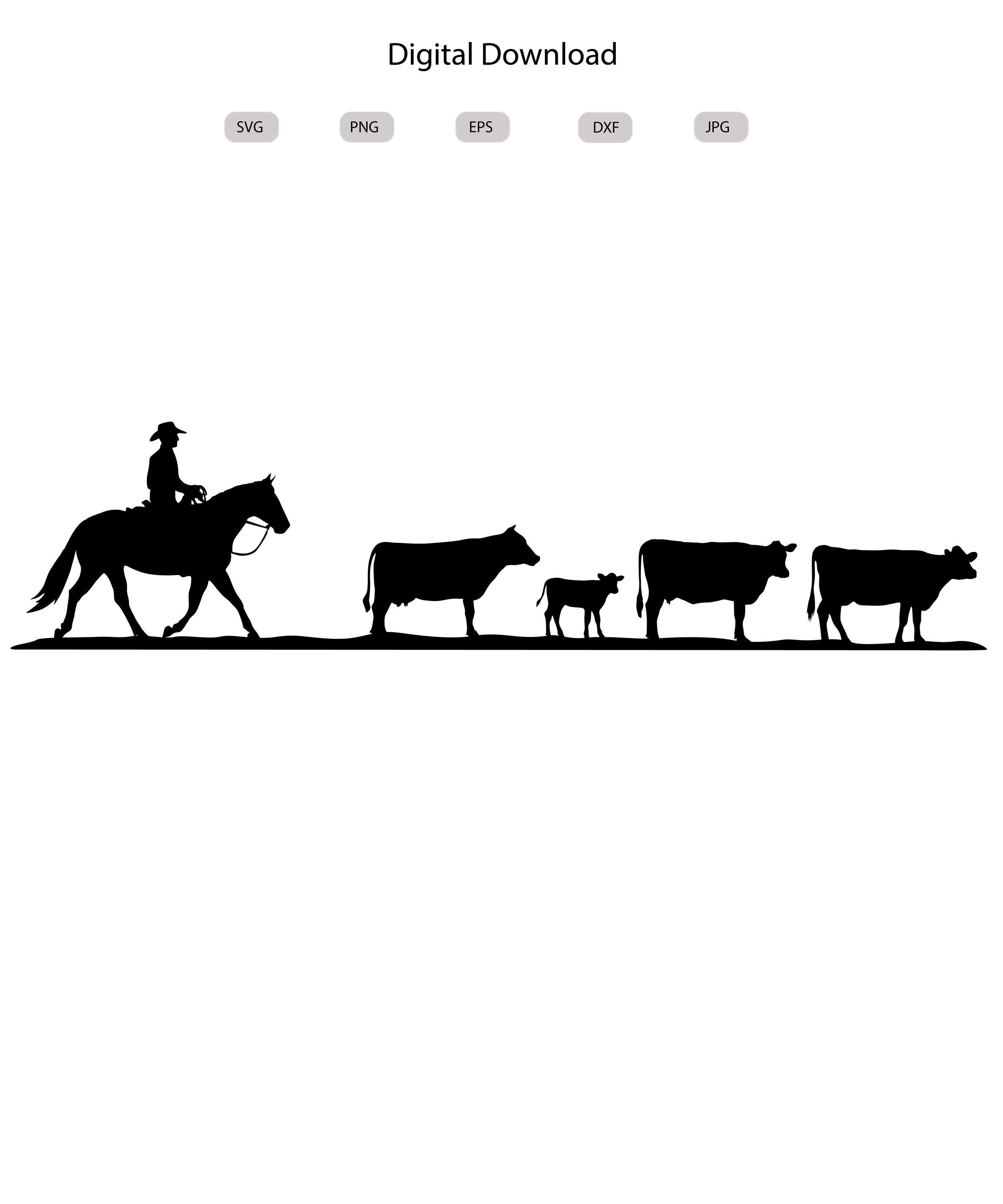 Cattle Drive Silhouette - Etsy, image size:2500x3000