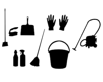 Household Cleaning Supplies Svg - Household Cleaning Supplies Silhouette - Household Cleaning Supplies Cut File- svg - eps - dxf - png - jpg