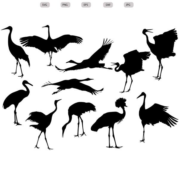 Crane Bird Svg - Crane Bird Silhouette - Crane Bird svg bundle -Crane Bird Cut File - Crane Bird Clipart - svg - eps - dxf - png - jpg