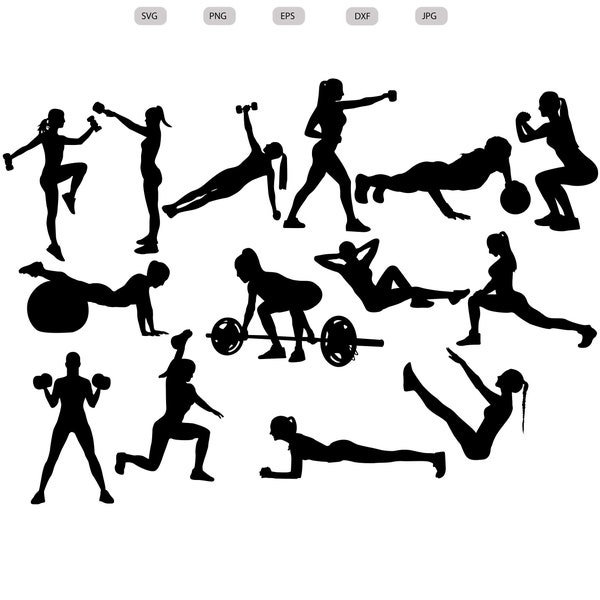 Fitness Woman Svg-Fitness Woman Silhouette-Fitness Woman svg bundle-Fitness Woman Cut File-Fitness Woman Clipart-svg - eps - dxf - png - jpg