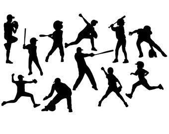 Baseball Spieler Silhouette - Baseball Spieler geschnitten Datei - Baseball Spieler Clipart - svg - eps - dxf - png - jpg