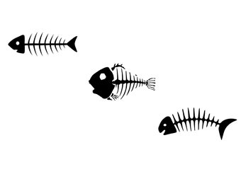 Fishing SVG File - Fish Bones SVG File - Fish Skeleton SVG File - Fish Bones Silhouette - Fish Bones svg bundle - svg - eps - dxf - png- jpg