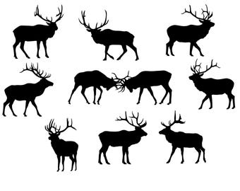 Elk Svg - Elk Silhouette - Elk svg bundle -Elk svg design- Elk Cut File - Elk Clipart - svg - eps - dxf - png - jpg