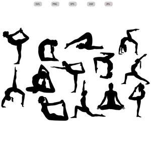 Postures de yoga Svg - Silhouette de postures de yoga - Yoga poses fichier coupe - Yoga poses Clipart - svg - eps - dxf - png - jpg