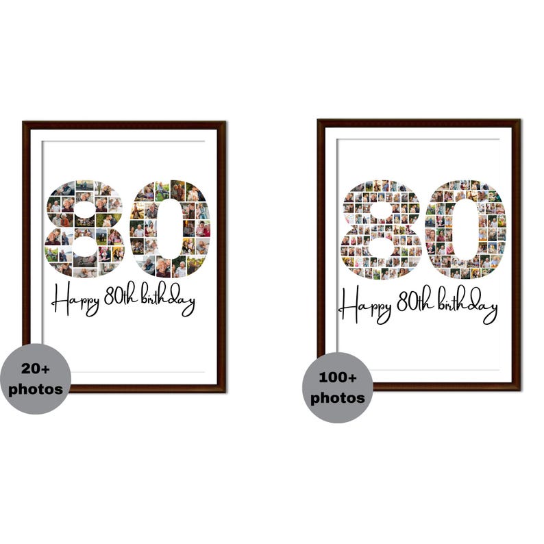 80th Birthday Photo Collage Template, Editable in Canva ,number 80 ...