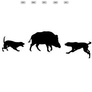 Perros de bahía y cerdo salvaje Svg - Perros de bahía y cerdo salvaje Silueta - Perros de bahía y cerdo salvaje Clipart - cerdo salvaje svg - svg - eps - dxf - png - jpg