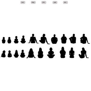 Familie Svg - familie achterover leunen silhouet - familie achterover leunen gesneden bestand - familie Clipart - svg - eps - dxf - png - jpg