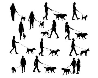 Dog Walking Svg - Dog Walking Silhouette - Dog Walking Cut File - Dog walker Clipart - svg - eps - dxf - png - jpg