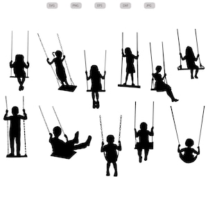 ブランコに乗る子供 SVG - ブランコに乗る子供のシルエット - ブランコに乗る子供 SVG バンドル - ブランコに乗る子供 カット ファイル - ブランコに乗る子供 クリップアート - svg-eps-dxf-png-jpg