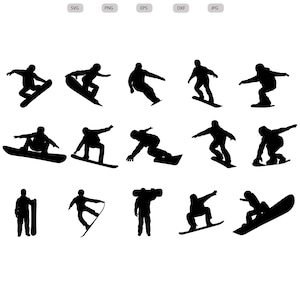 Snowboard Svg - Silhouette de snowboard - fichier de coupe de snowboard - snowboard Clipart - svg - eps - dxf - png - jpg