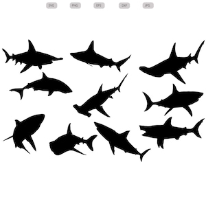 Shark Svg - Shark Silhouette - Shark svg bundle - Shark svg design- Shark Cut File - Shark Clipart - svg - eps - dxf - png - jpg
