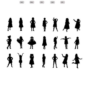 Kleines Mädchen Clipart - Kleines Mädchen Silhouette - Little Girl svg Bundle - Little Girl Cut File - Kleines Mädchen Clipart - svg - eps - dxf - png - jpg