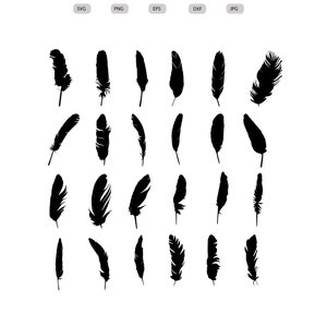 Feather Svg - Feather Silhouette - Feather svg bundle -Feather svg design- Feather Cut File - Feather Clipart - svg - eps - dxf - png - jpg