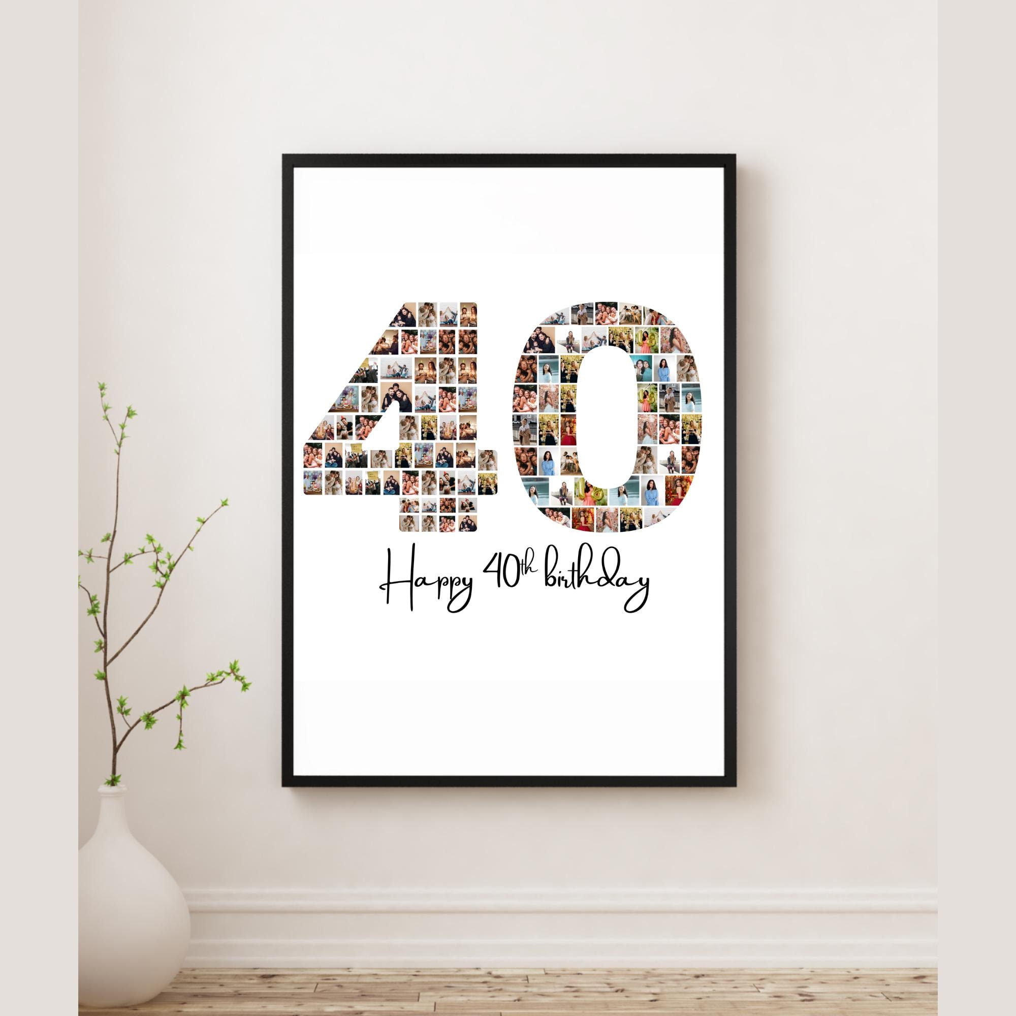40th Birthday Photo Collage Template, Editable in Canva ,number 40 ...