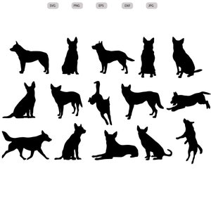 Cão de gado australiano Svg-Silhueta de cão de gado australiano-Cão de gado australiano Arquivo de corte-Cão de gado australiano Clipart-svg-eps-dxf-png-jpg