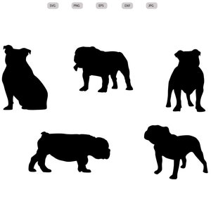 English Bulldog Svg - English Bulldog Silhouette - English Bulldog svg bundle - English Bulldog Cut File - svg - eps - dxf - png - jpg