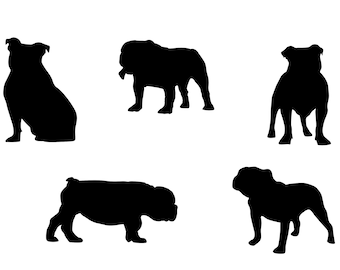 English Bulldog Svg - English Bulldog Silhouette - English Bulldog svg bundle - English Bulldog Cut File - svg - eps - dxf - png - jpg