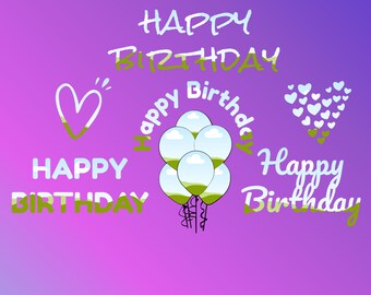Pacchetto di cornici Canva Happy Birthday, modificabili in Canva, modelli di banner, cornici mockup, modelli Canva modificabili, modelli di stampa