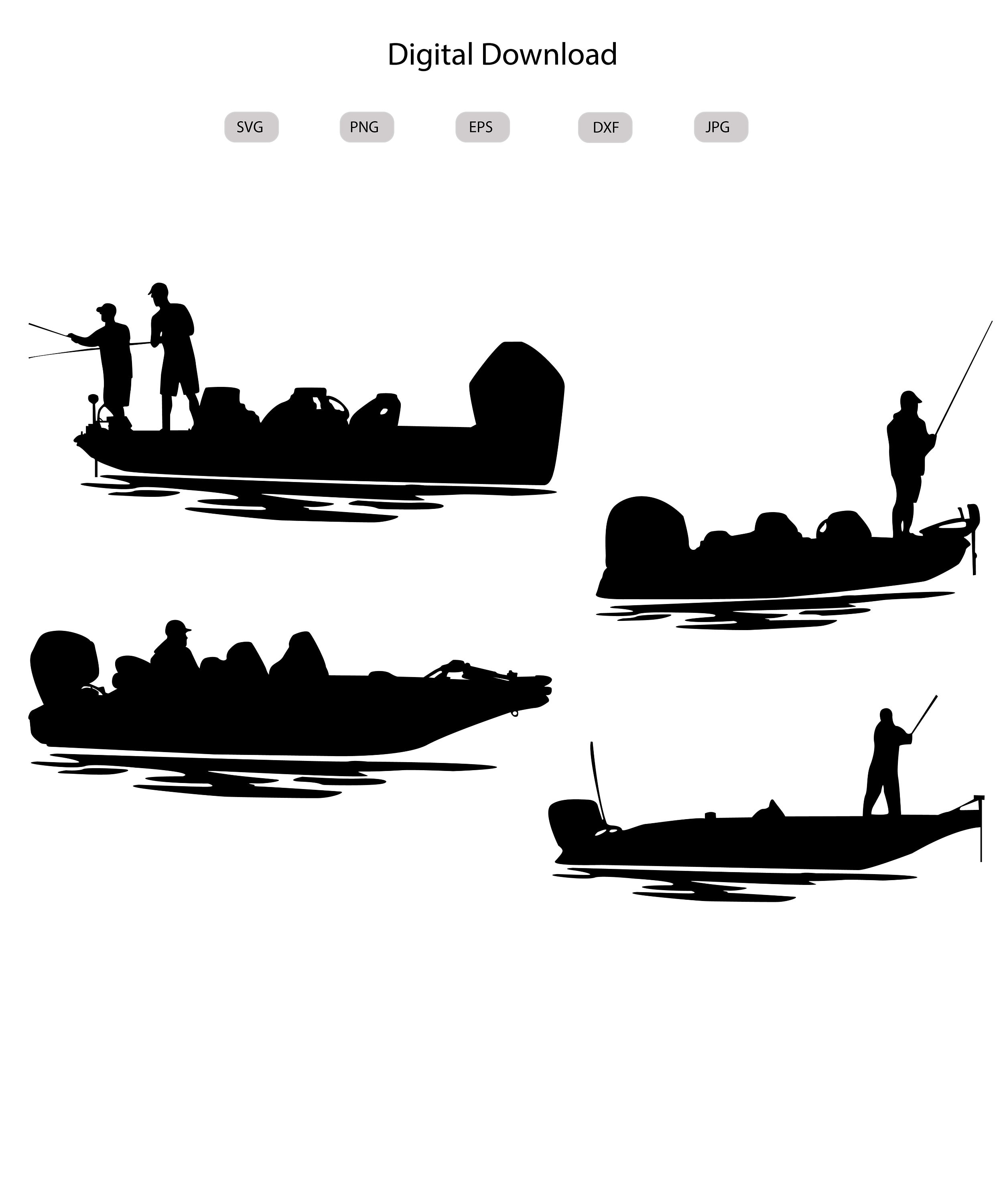 Bass Boat Svg Bass Boat Silhouette Bass Boat Svg Bundle bass Boat Svg