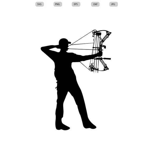 Bow Hunter Svg - Bow Hunter Silhouette - Bow Hunter svg design- Bow Hunter Cut File - Bow Hunter Clipart - svg - eps - dxf - png - jpg