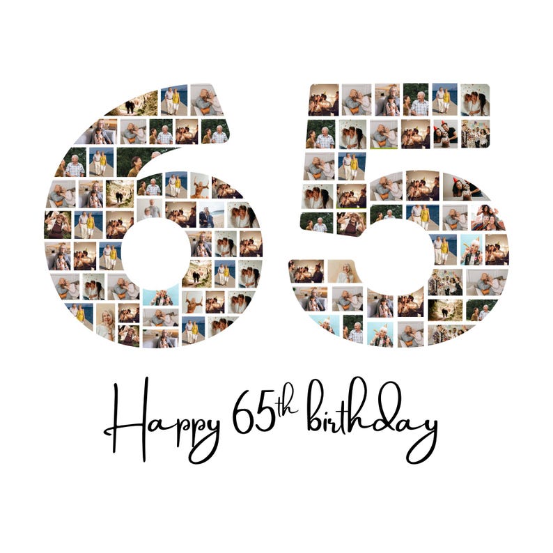 65th Birthday Photo Collage Template, Editable in Canva ,number 65 ...