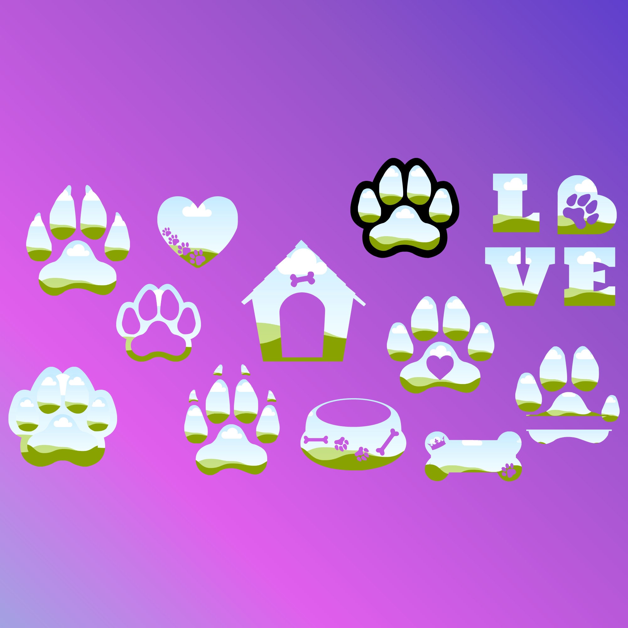 Paw Print Canva Frames , Editable in Canva , Banner Templates, Mockup ...