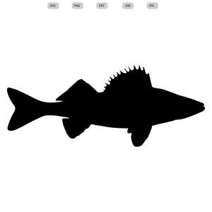 Pez lucioperca SVG - Silueta de pez lucioperca - Paquete de SVG de pez lucioperca - Archivo de corte de pez lucioperca - Clipart de pez lucioperca - svg-eps-dxf-png-jpg